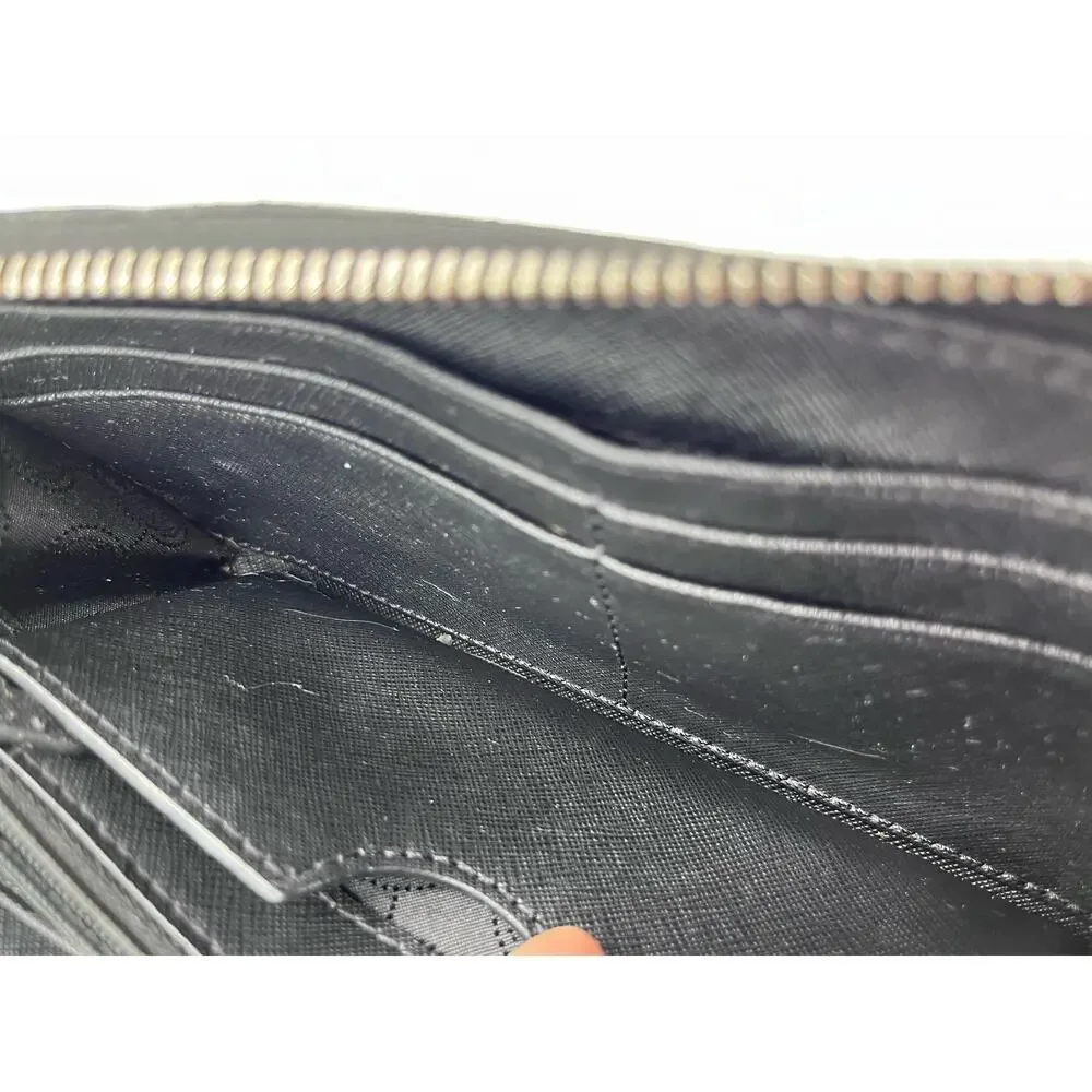 Michael Kors Zip-around Continental Black‎ Genuine Leather Jet Set Wallet